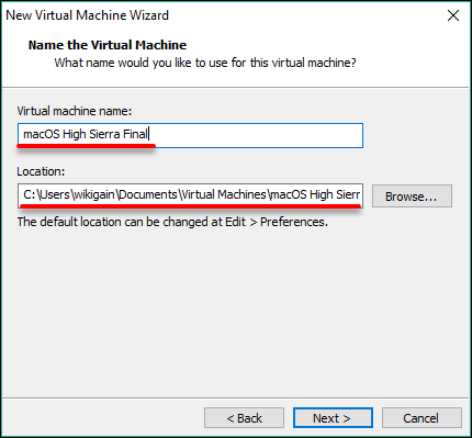 Name The Vm Macos High Sierra