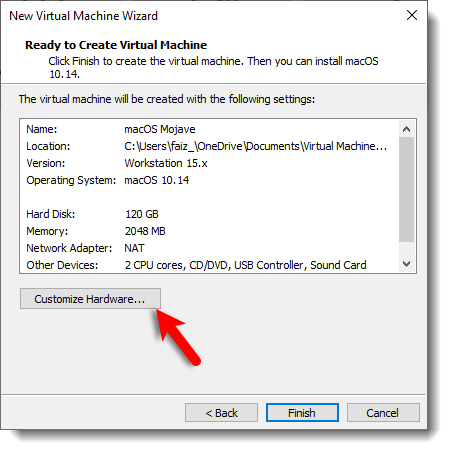 Customize Mojave Vm Hardware