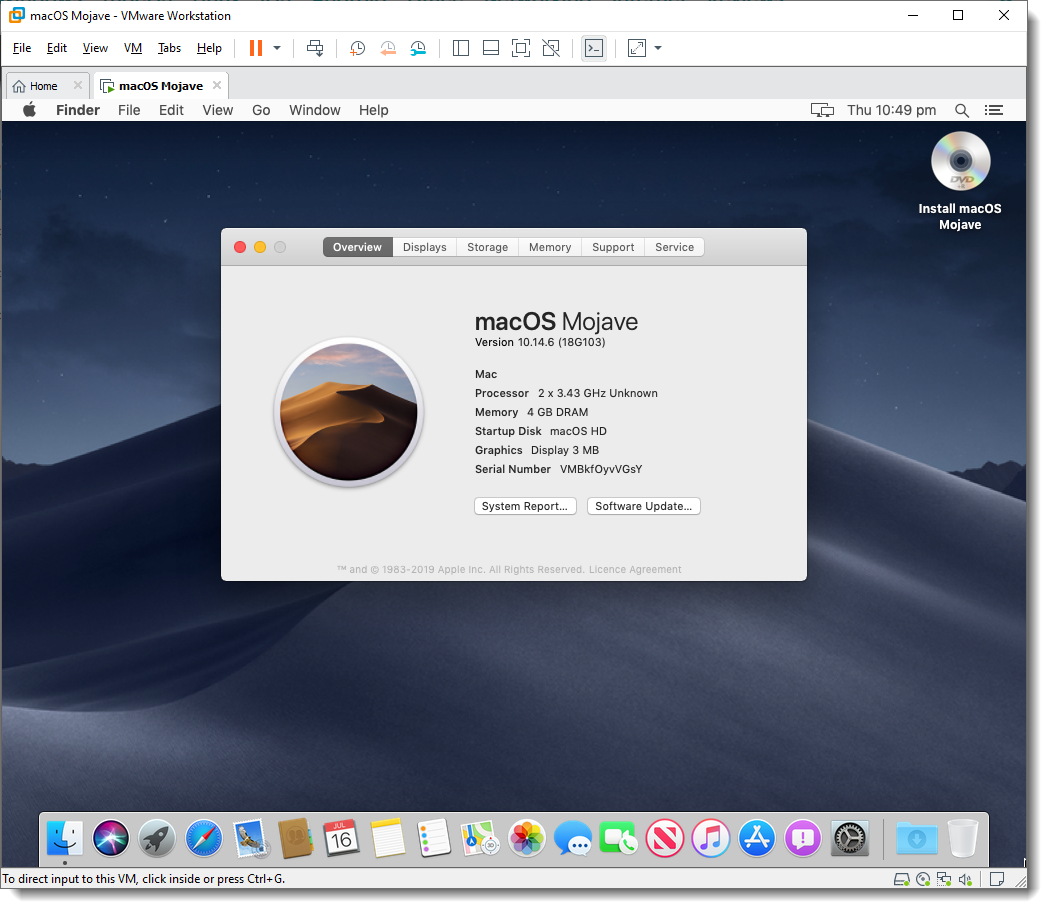 Successfully Installed Macos Mojave On Vmware Iso