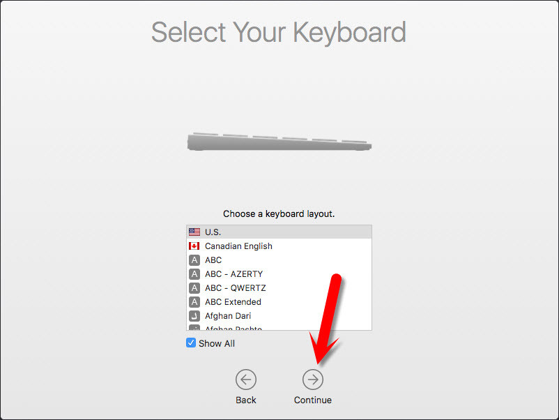 Choose Keyboard Layout