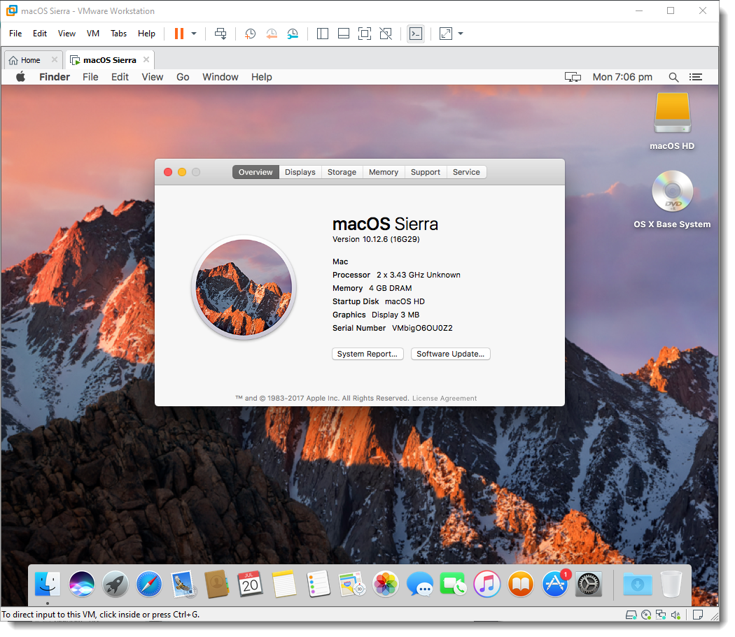 Successfully Installed Macos Sierra 10 12 6 On Vmware