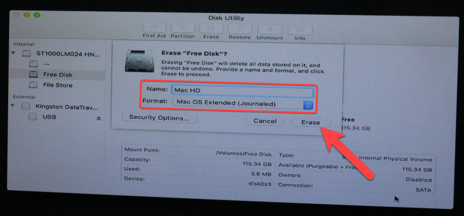 Erase Free Partition Drive