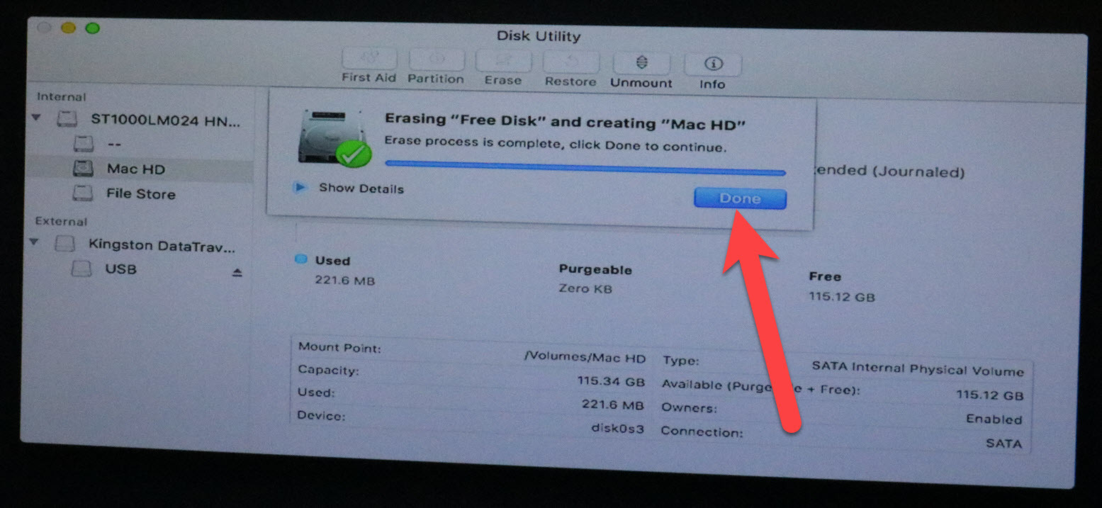 Erase Process Completed