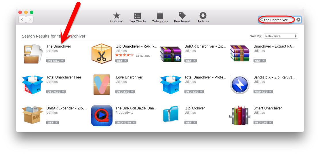 Search The Unarchiver