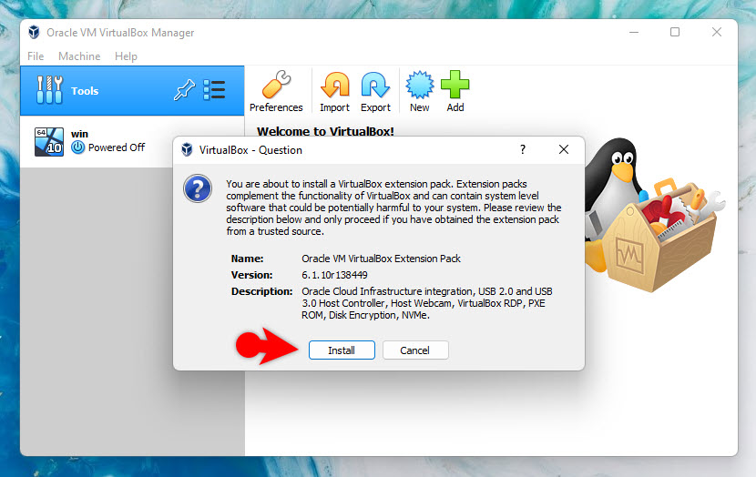 1 Install Virtualbox Extention Pack