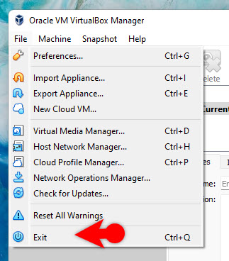 Exit Virtualbox 4