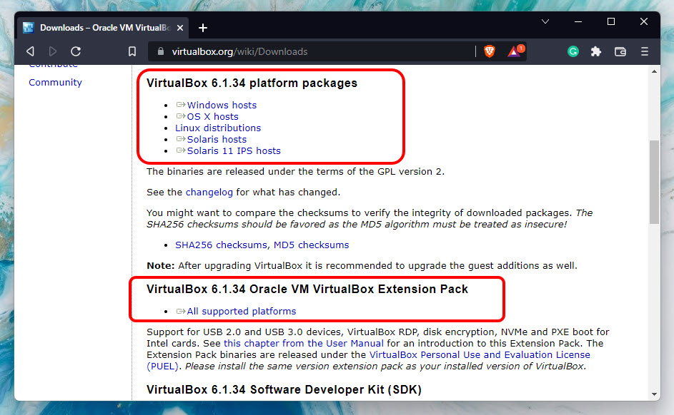 Get Virtualbox And Virtualbox Extentsion Pacl