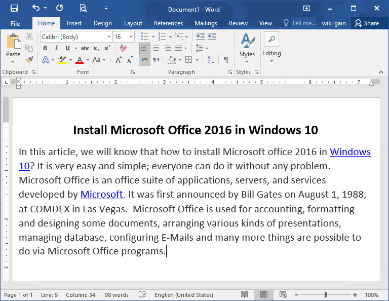 Office 2016 Is Installed