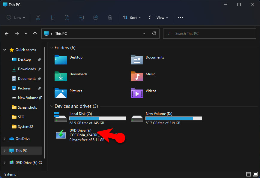 1 windows 11 mounted from iso image