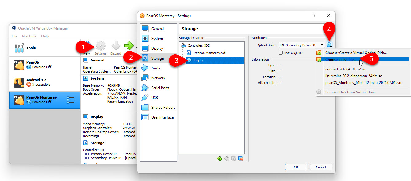 Add Pearos Monterey Iso Image To The Vm