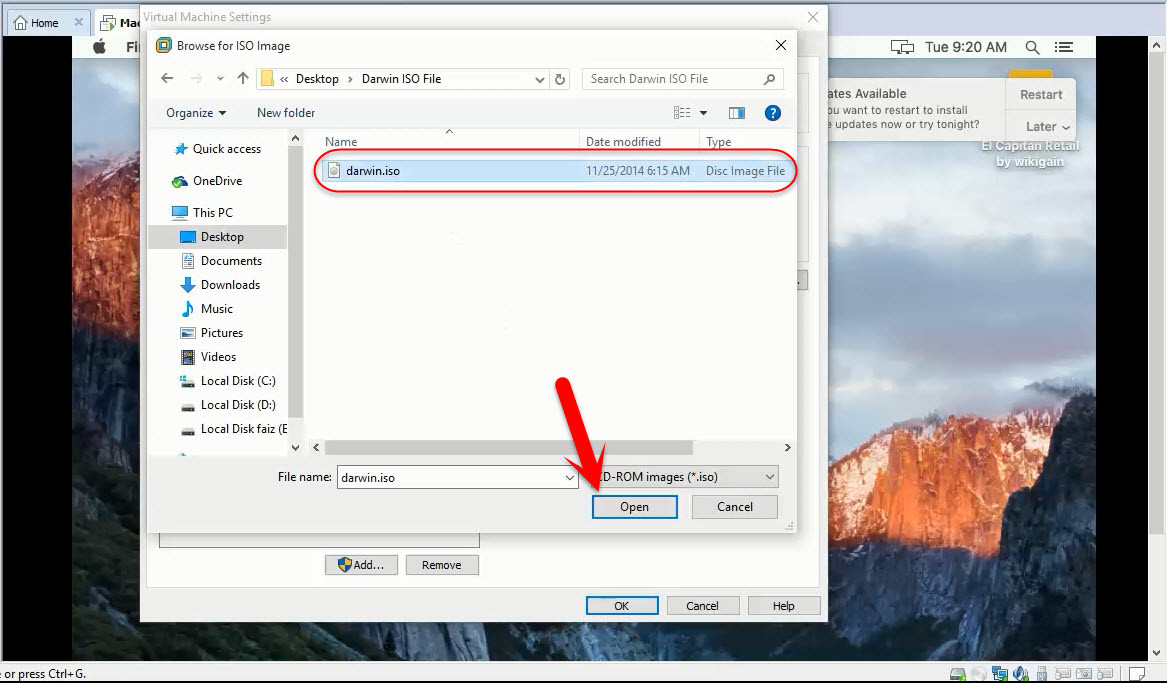 Open Darwin Iso File