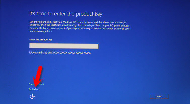 Skip Windows 10 Product Key