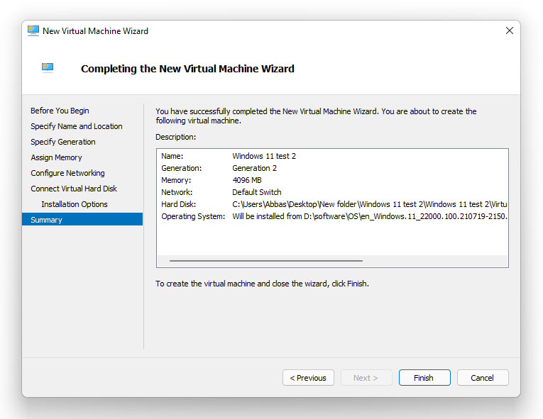 Review Hyper V Settings