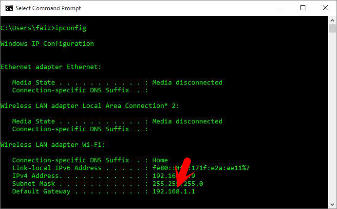 Ipconfig-Befehl