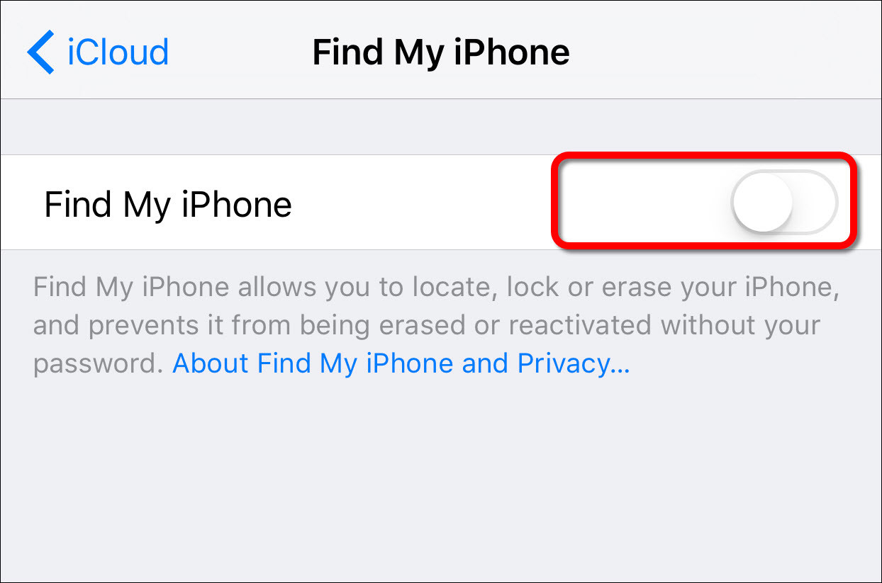 Disable Find My Iphone