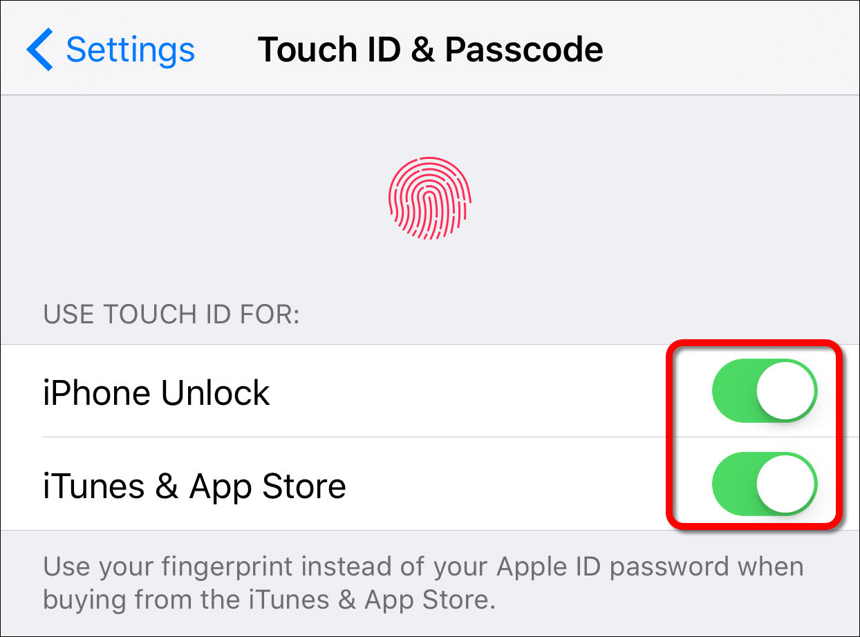Disable Touch Id For Fingert Print
