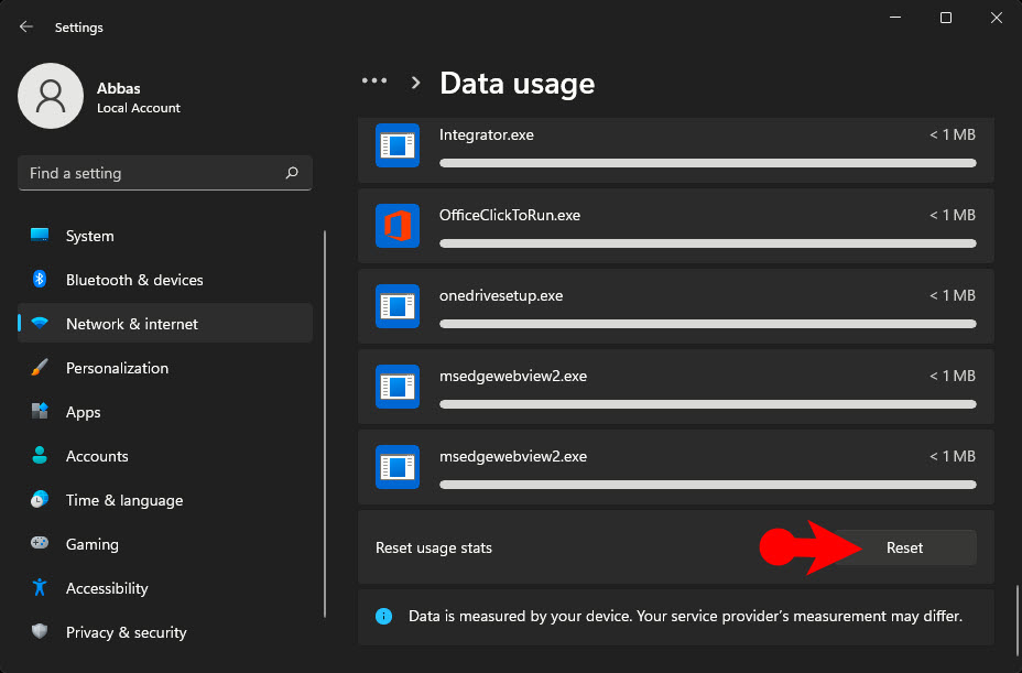 Reset Usage Stats