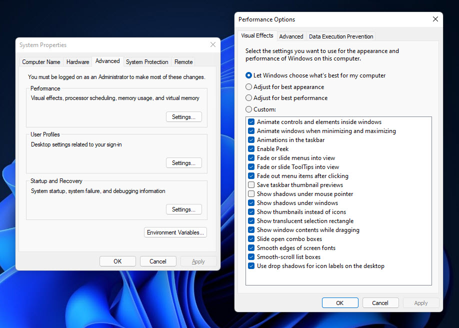 Adjust System Performance