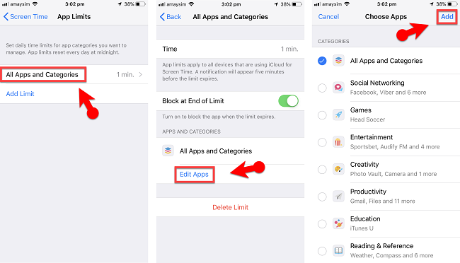 Edit App Limits Category