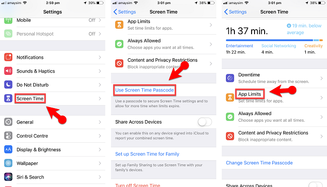 Open Setting Screen Time And App Limits