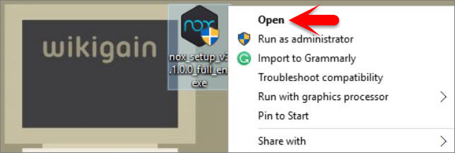 Open Nox Setup