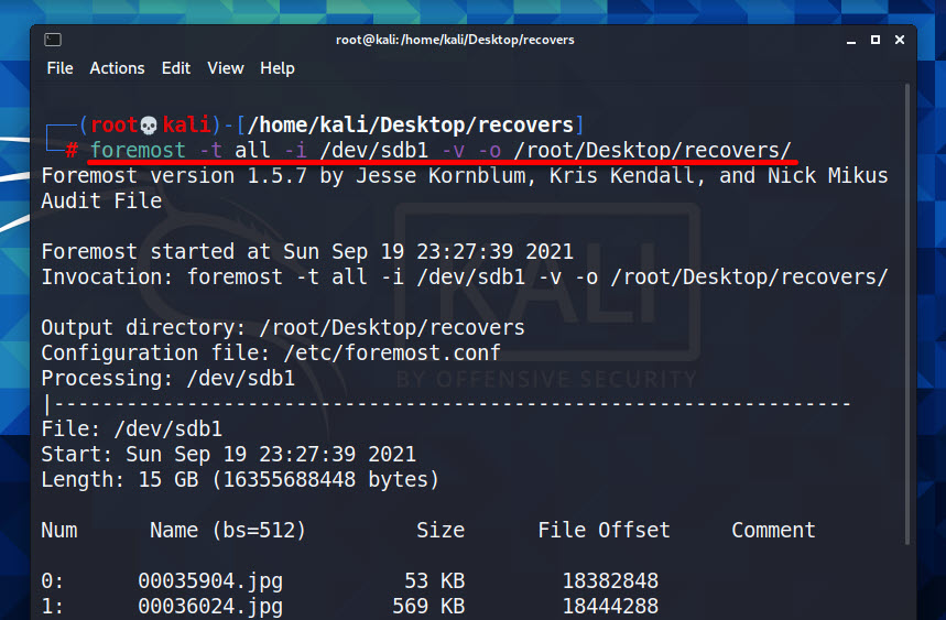 Recover The Deleted Files Using Foremost Command