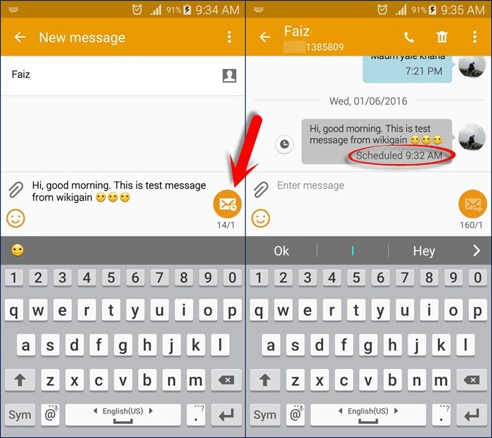 Sending Schedule Message On Android