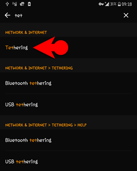 Search For Tethering