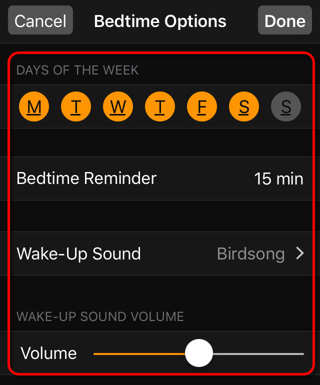Bedtime Options