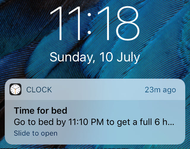 Bedtime Reminder On Lock Screen