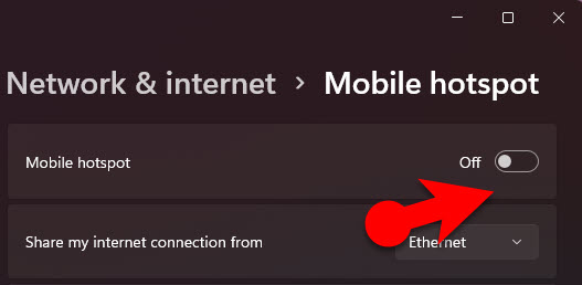 Enable Mobile Hotspot