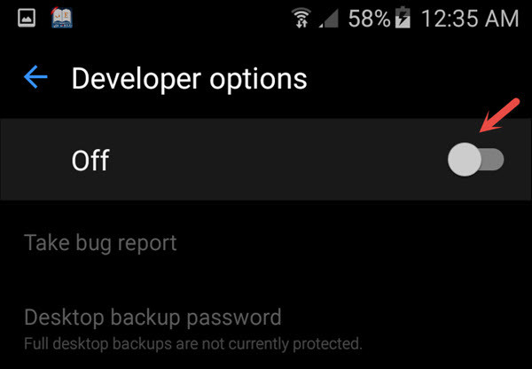 Turn On The Developer Option