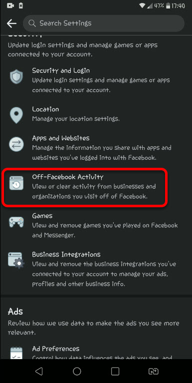 Off Facebook Activity