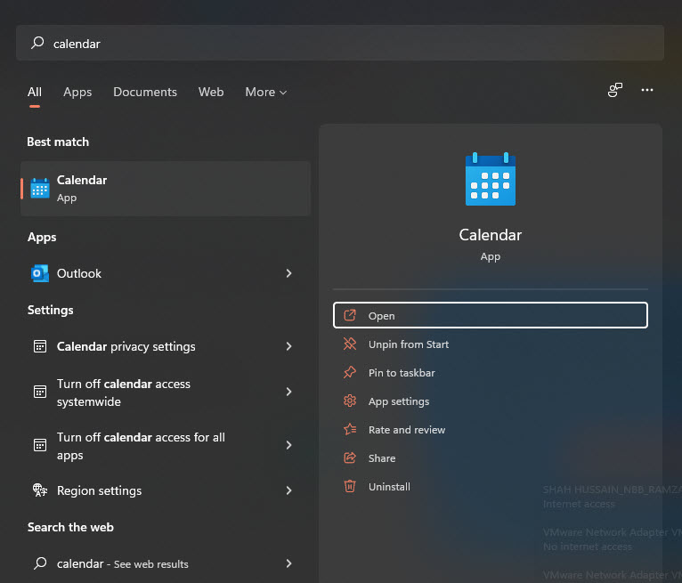 Search For Calendar