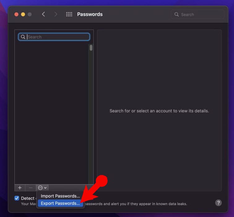 2 Export Passwords