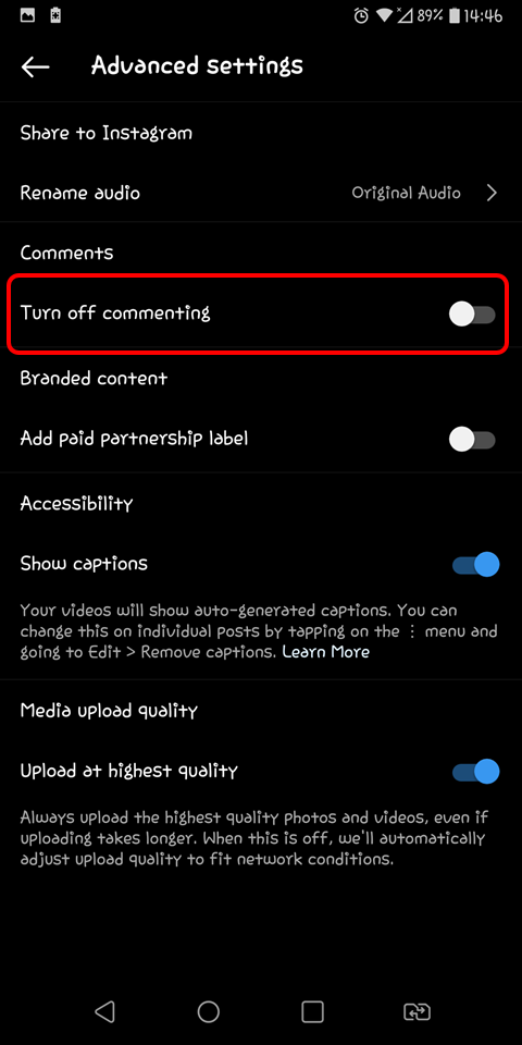 2 Turn Off Commenting