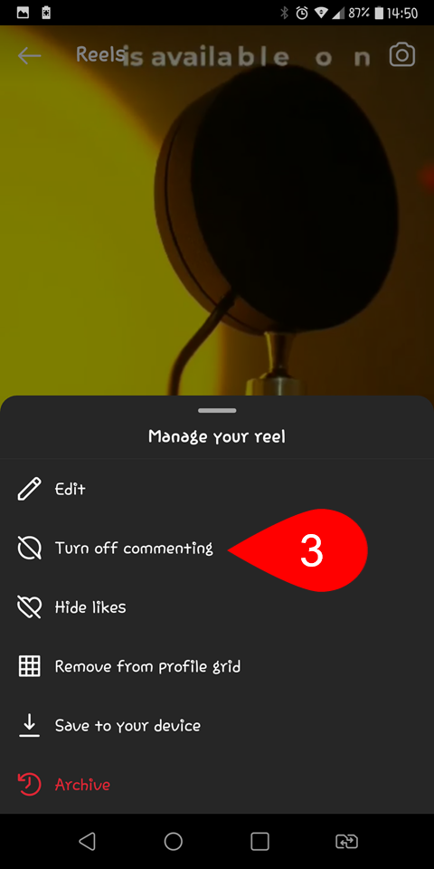 6 Turn Off Comment On Reels