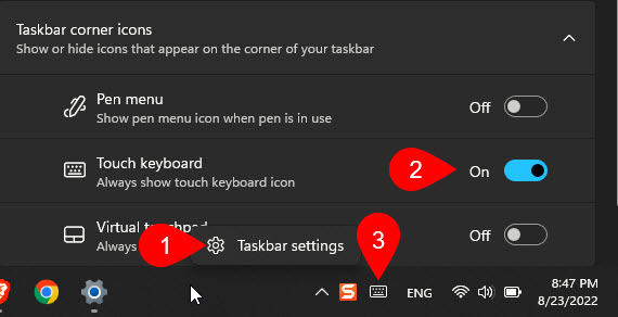 Enable Touch Keyboard