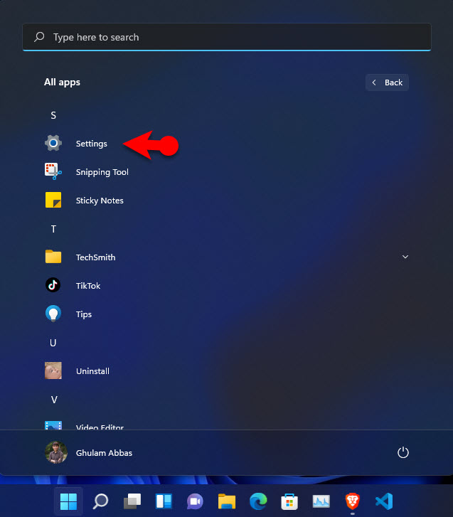 Open Windows Settings