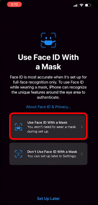 Tap On Use Face Id With A Mask