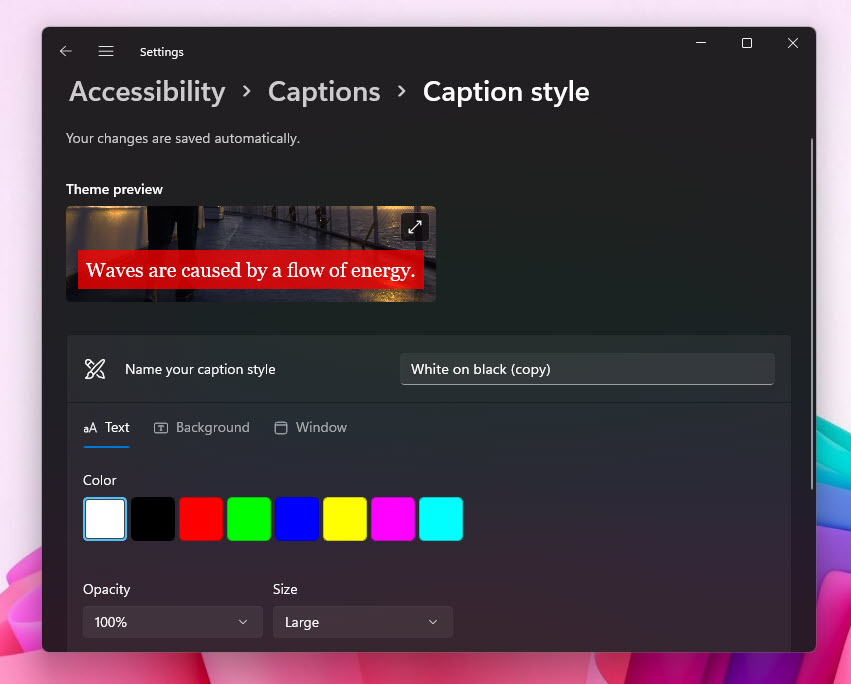 Configure Closed Captions Settings