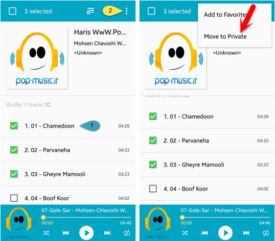 Move Music To Private Mode