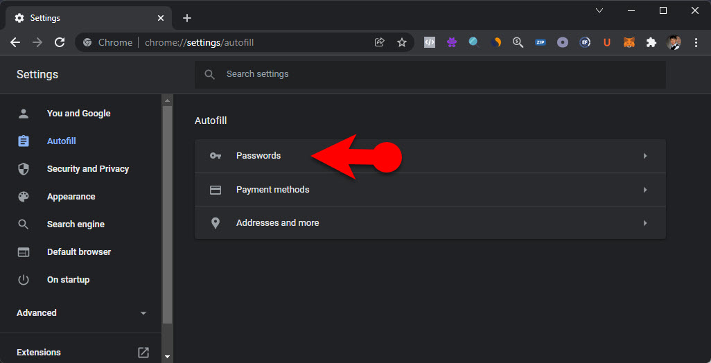 Click On Passwords
