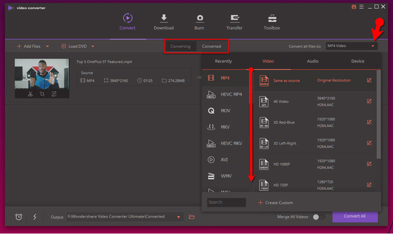 Select The Video Format