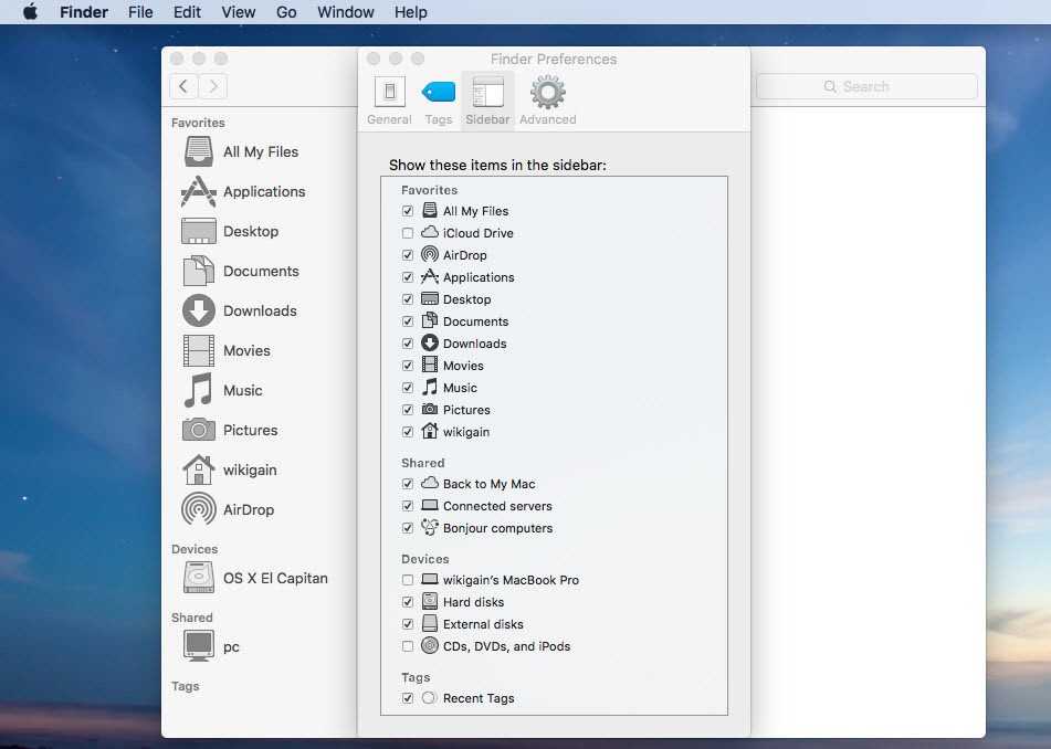 add desktop to favorites sidebar mac