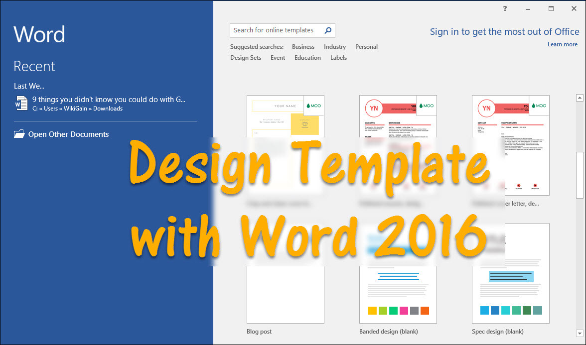 Where is design template in Word?