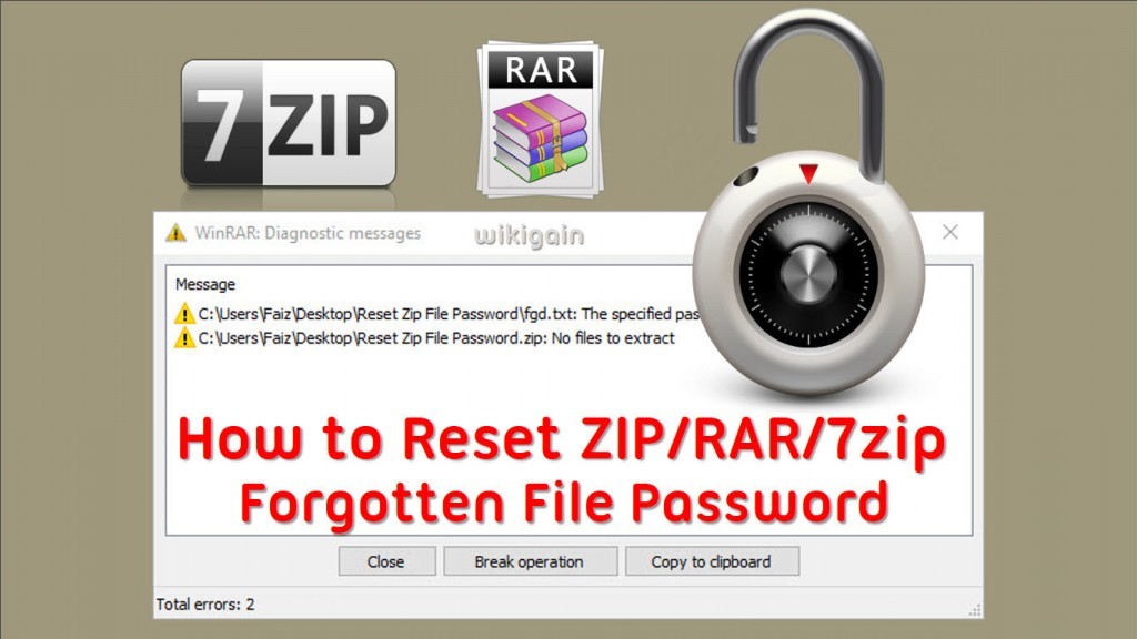 how to reset zip file password