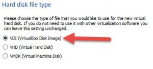 Select Hard disk type