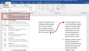 section breaks in ms word