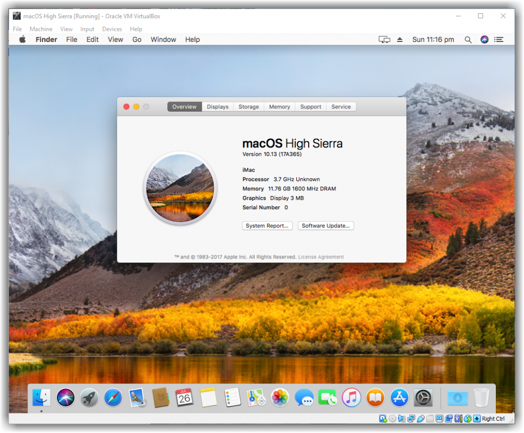 install macos high sierra in virtualbox on windows 10